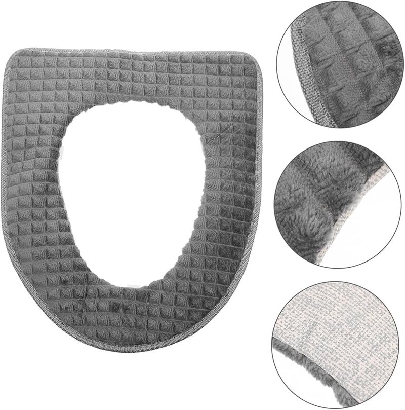 Thick Winter Toilet Seat Cover Warm Comfortable Zipper Design Easy Installation Grey - Image 5